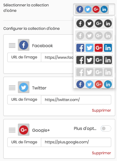 Les boutons réseaux sociaux