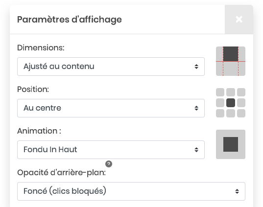 4 - types d'affichages pop-up leadfox
