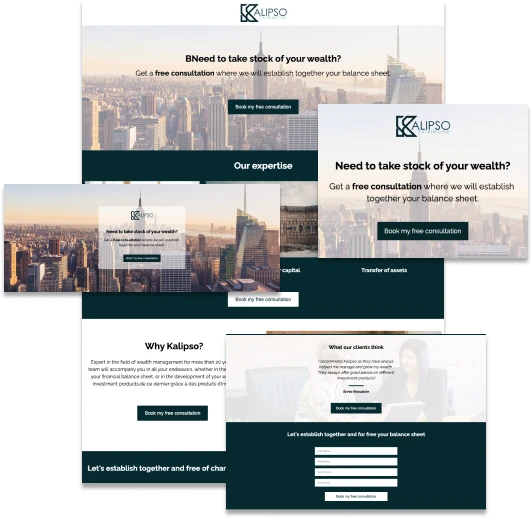 Wealth management campaign: landing pages offering a free consultation
